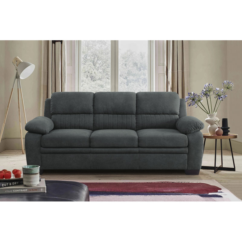 Mellitz 80 Pillow Top Arm Fabric Upholstered Sofa Ebern Designs Fabric Dark Gray 100 Polyester